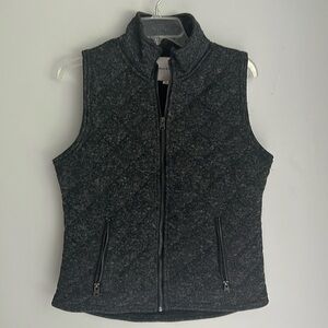 NWOT Women’s Medium Gray/Black Marbled Knit Full Zip Vest with Pockets